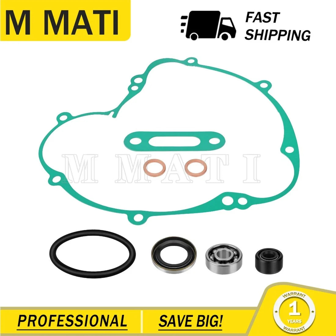 Water Pump Bearing Seal & Cover Gasket Rebuild Kit for Kawasaki KX60 KX80 (1985–2003)