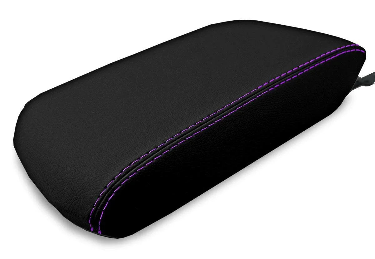 Console Lid Pull Over Cover Leather for Toyota 4Runner (2010–2019) Purple Stitch