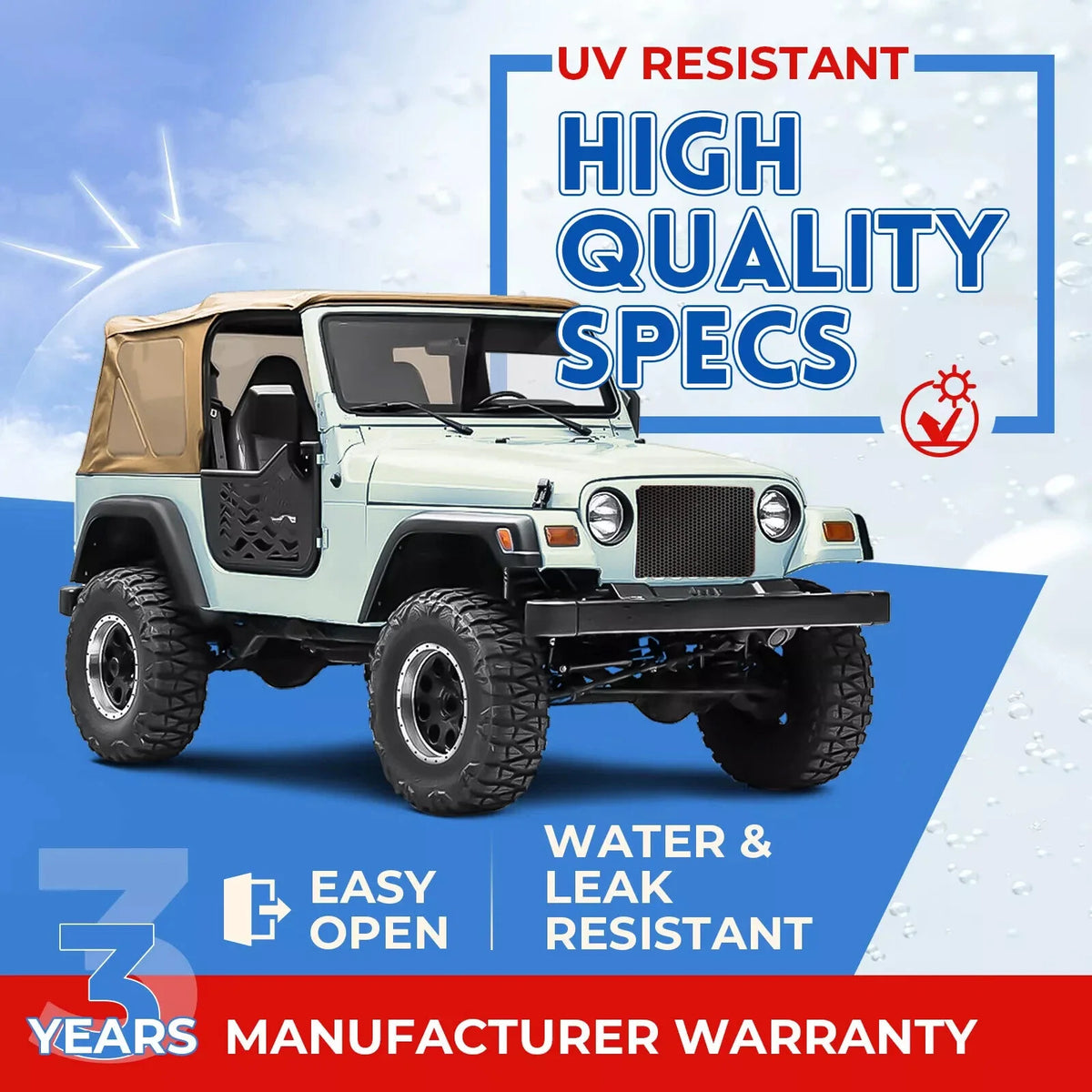 Tinted Windows Soft Top for Jeep Wrangler TJ 1997-2006 Replacement