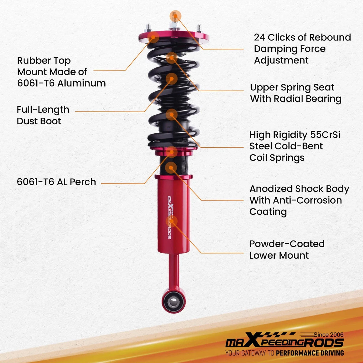 Adjustable 24 Way Coilover Suspension Kit for 2006-2013 IS250 IS350 GS350 RWD