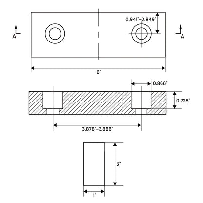 6"x2"x1" Standard Aluminum Soft Jaws - 10 Count