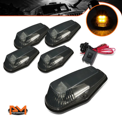 5Pcs Cab Roof Running Light W/Switch Smoked Yellow LED for F-Series (1980–1996)