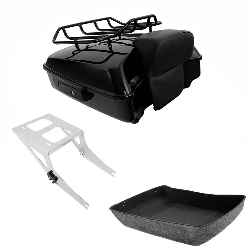 Chopped Trunk Backrest Pad Rack Mount for Softail Fat Boy Harley 2008-2017