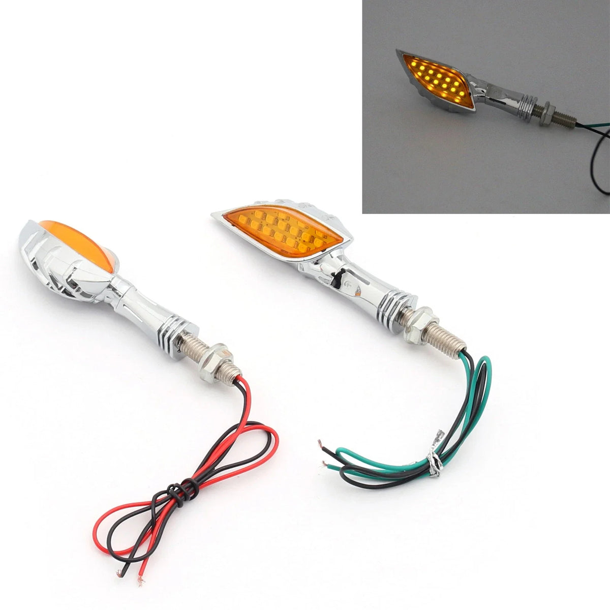 LED Turn Signals - Chrome Skeleton Hand for Universal Motorcycle