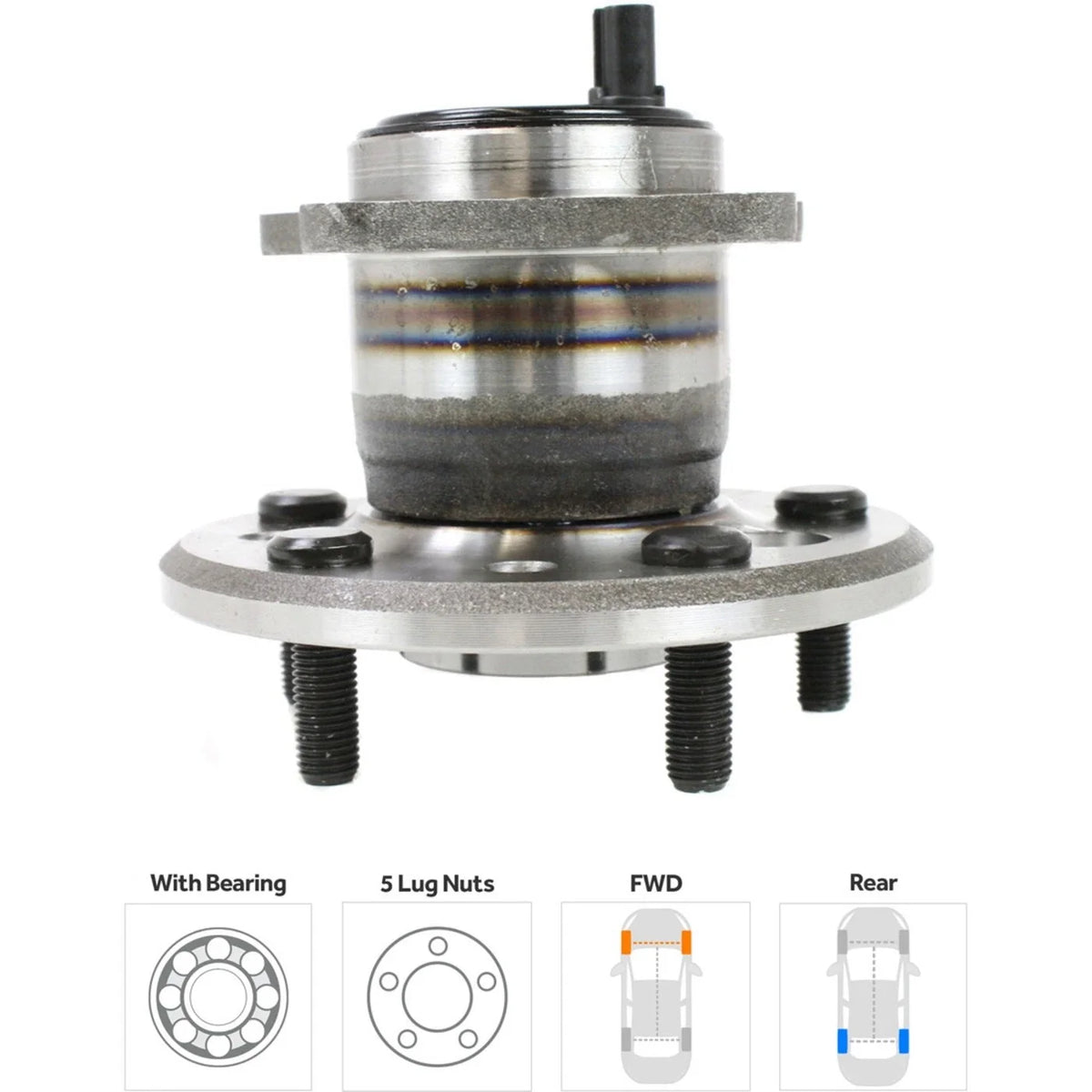 Front & Rear 5 Lug Wheel Hubs for 2002-2003 Toyota Camry with Sensor