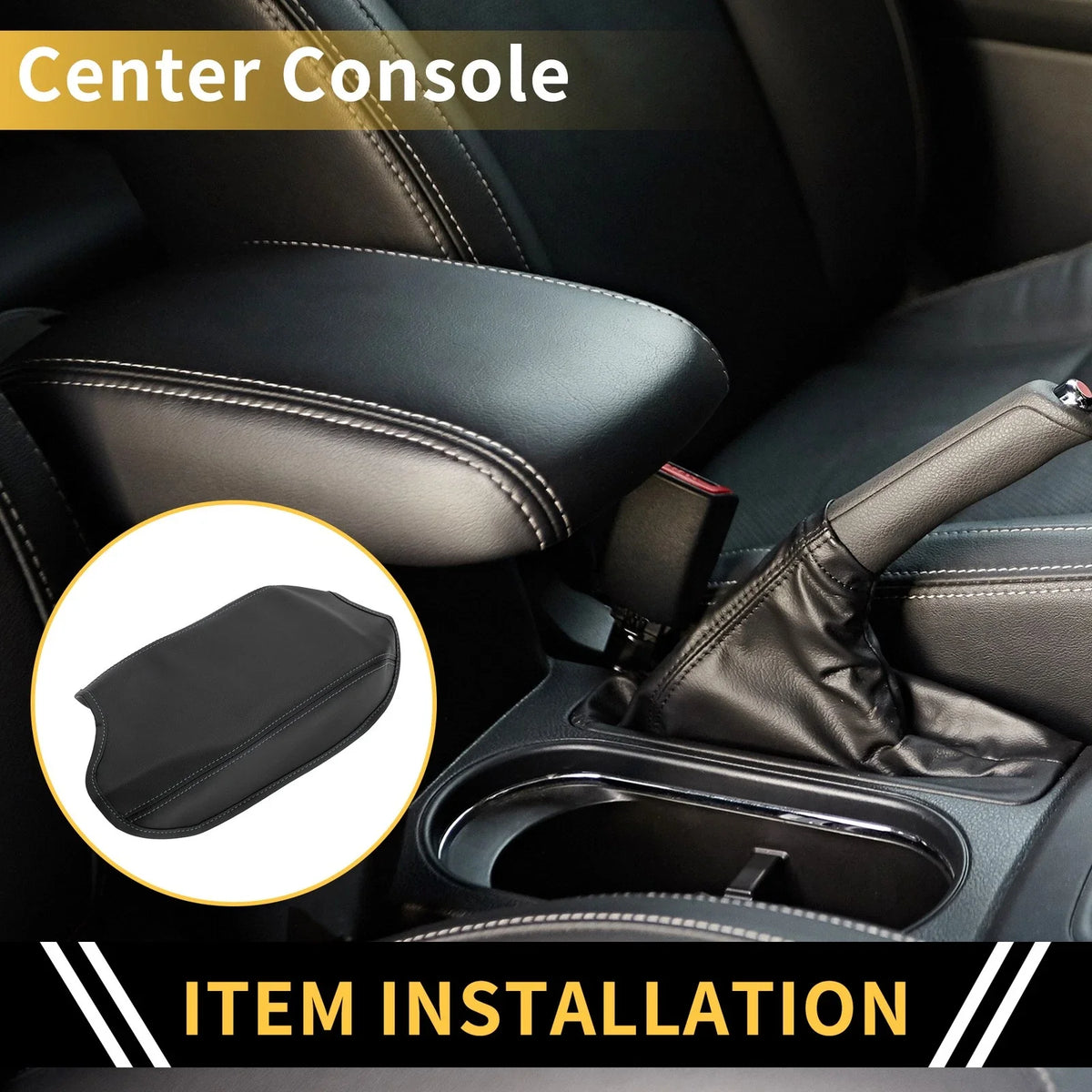 Center Console Armrest Cover for Ford Ranger (Microfiber Leather)