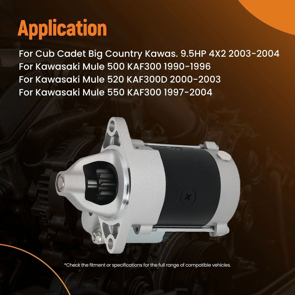 CW 9 Teeth Starter Motor 12V for Kawasaki Mule 500/520/550 (1990–2004)