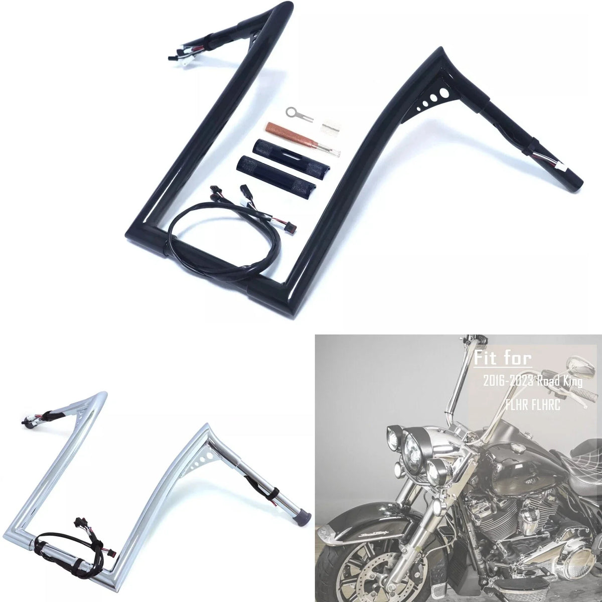 Handlebar 12" 14" 16" Rise Prewired for Harley Road King FLHR/C 2016-2023