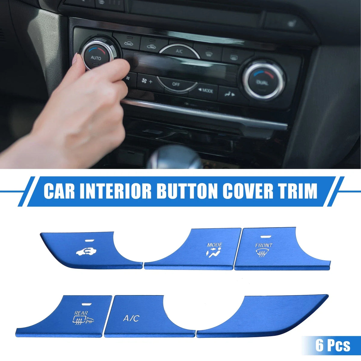 Set of 6 AC Panel Switch Button Cover Trim for Honda CR-V (2023) Blue