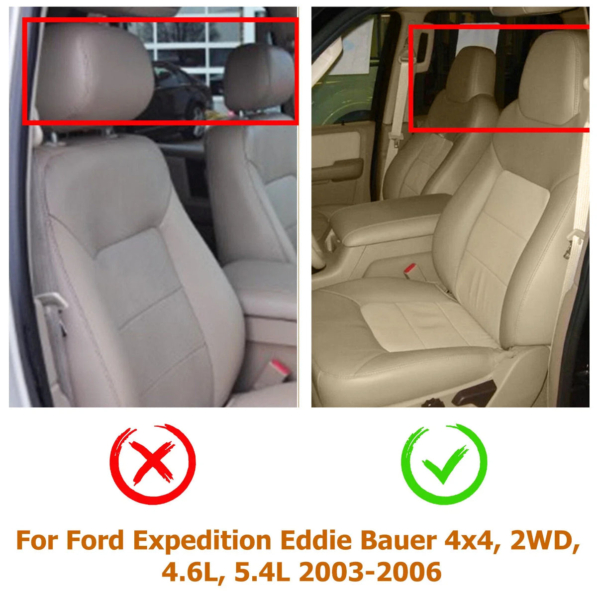 Bottom Seat Cover for Driver in Tan Perforated for Ford Expedition 2003-2006