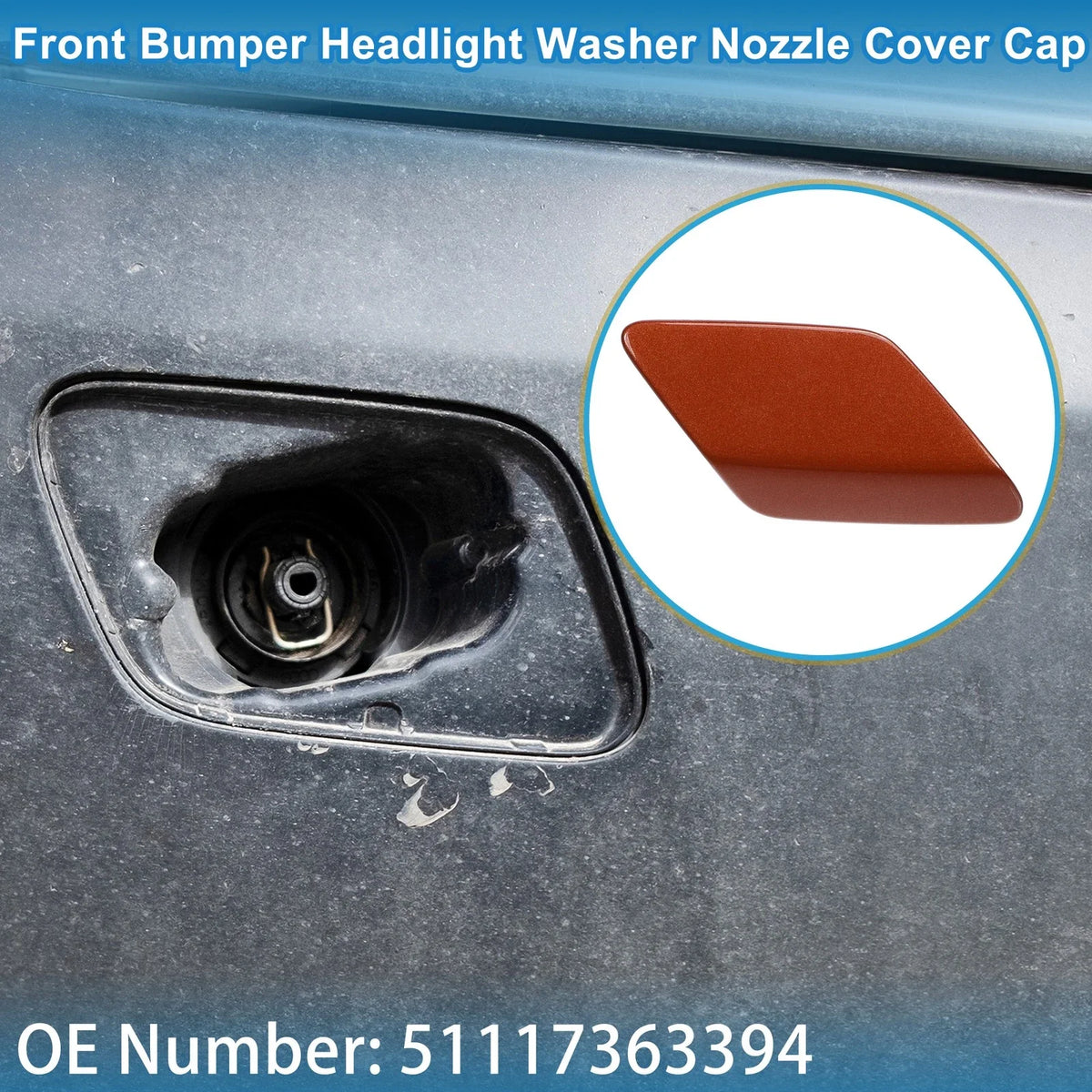 Front Right Washer Nozzle Cover Cap No. 51117363394 for BMW 428i (2014–2016) Red