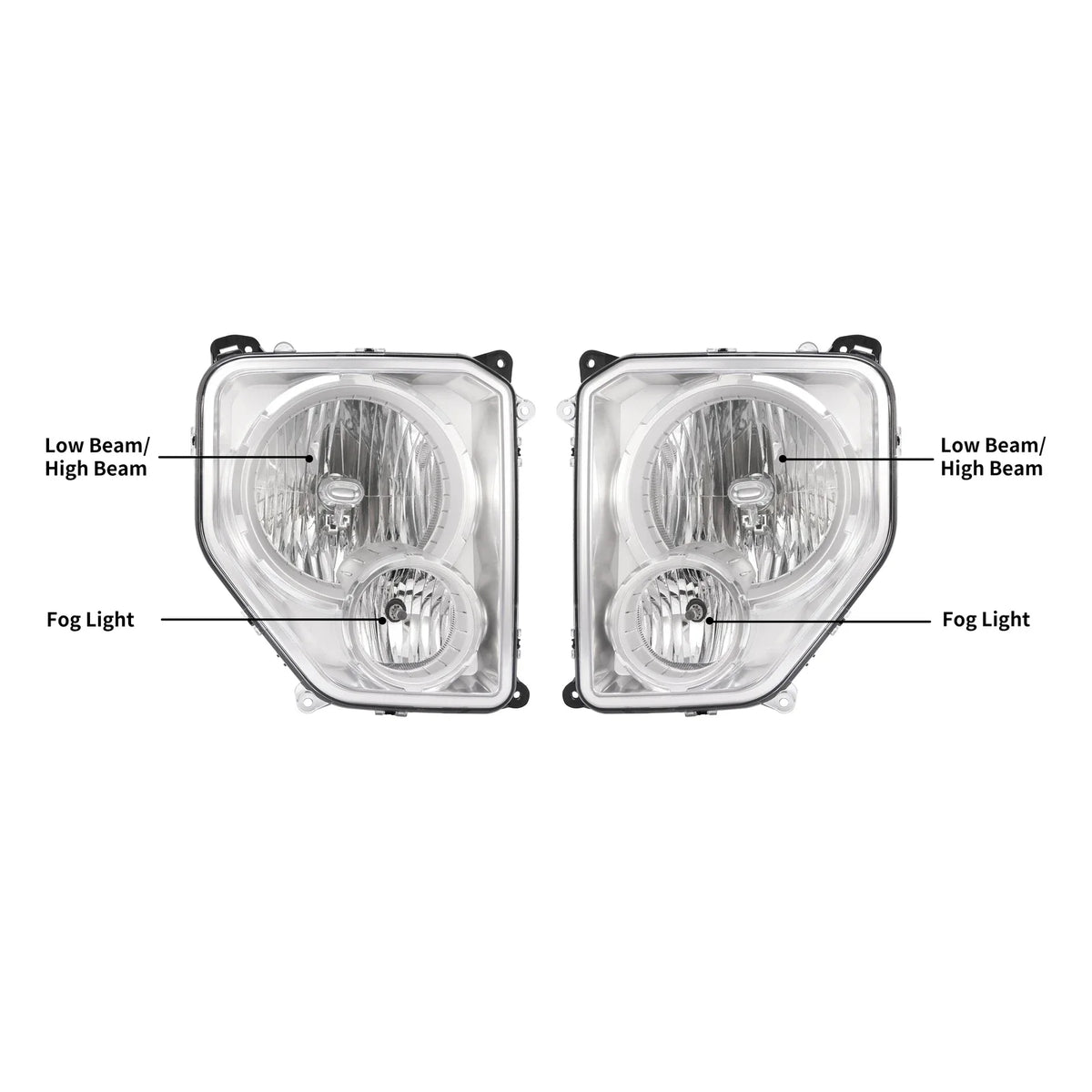 Halogen Headlight Set with Fog Light for Jeep Liberty (2008–2012)