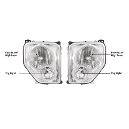 Halogen Headlight Set with Fog Light for Jeep Liberty (2008–2012)
