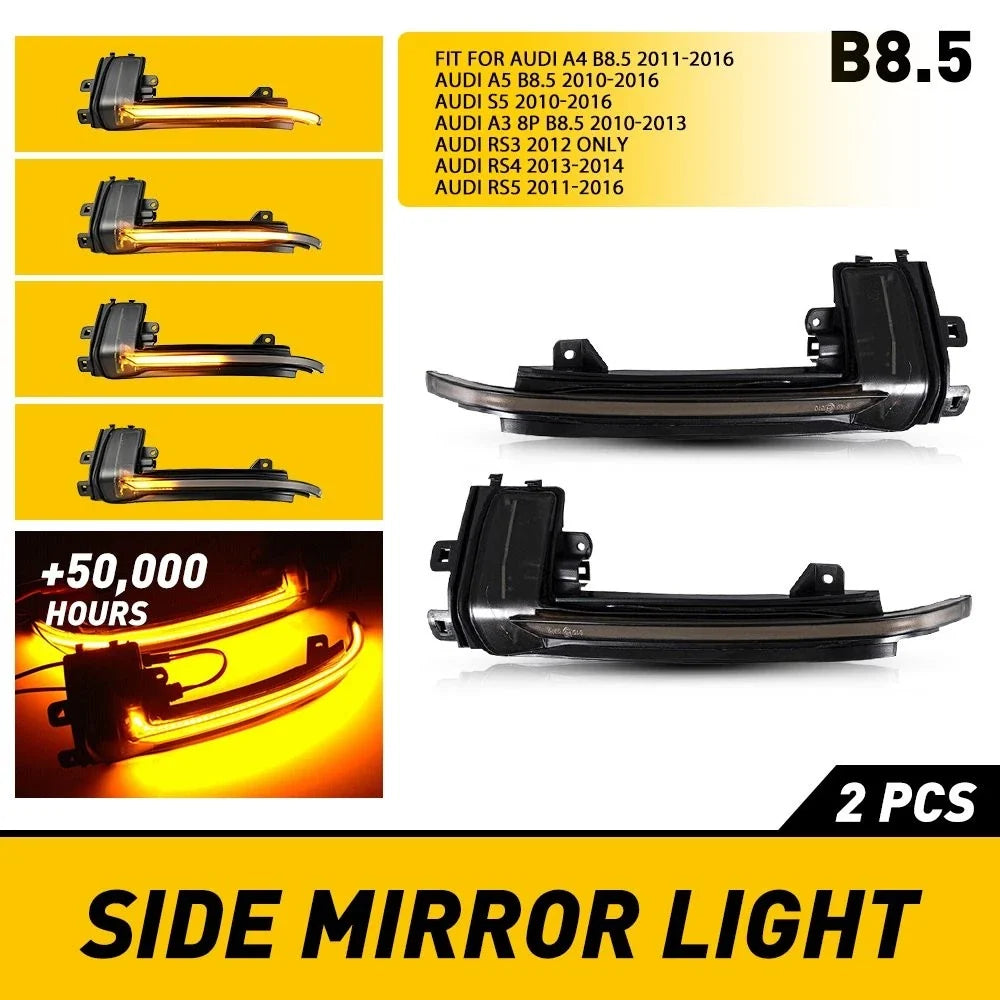2X LED Sequential Side Mirror Turn Signal Light for Audi A3 A4 A5 S5 RS3 RS5 (2013–2020)