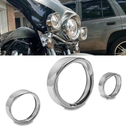 Passing Light & 7" Headlight Trim Ring Visor for Harley Touring 1994–2023