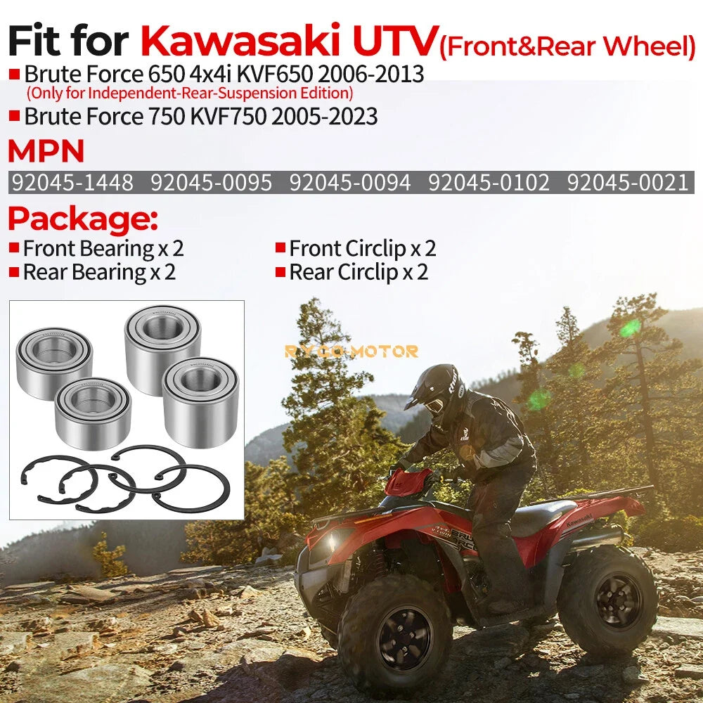 Wheel Bearings Front & Rear for Kawasaki Brute Force 650 750 (2003-2023)
