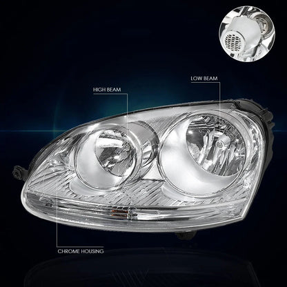 Chrome Housing Clear Corner Headlight for Jetta MK5 2005-2010