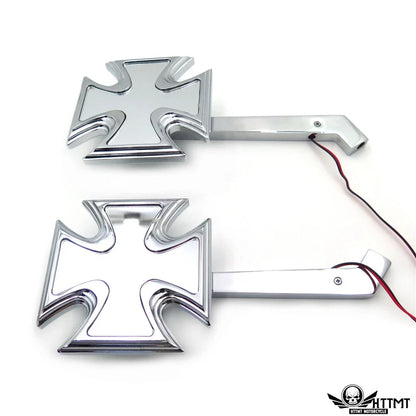 2-Piece Set of Chrome Billet Mirrors with LED Turn Signals for Harley