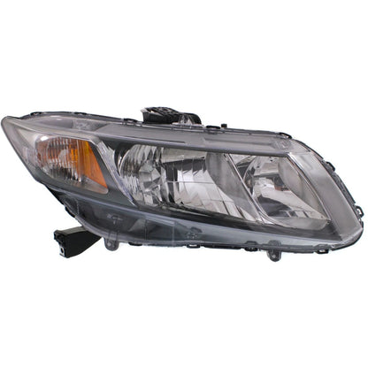 Headlight Set for Honda Civic (2013–2015) Coupe Sedan Halogen with Bulbs CAPA