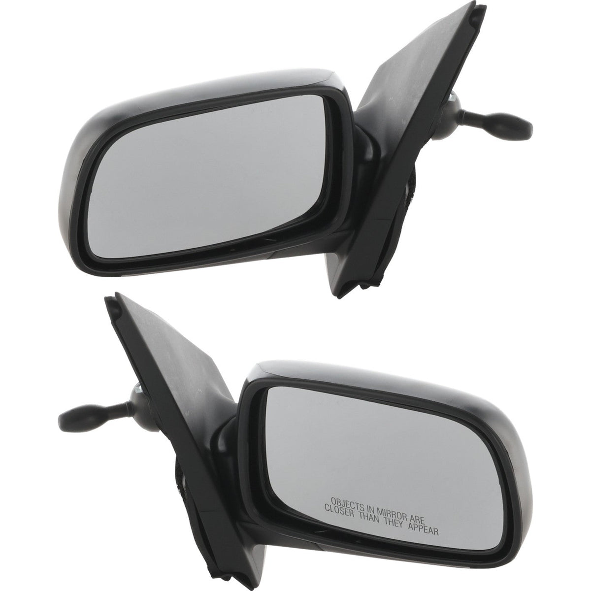 Textured Black Manual Remote Mirrors for 2000-2005 Toyota Echo - Set of 2