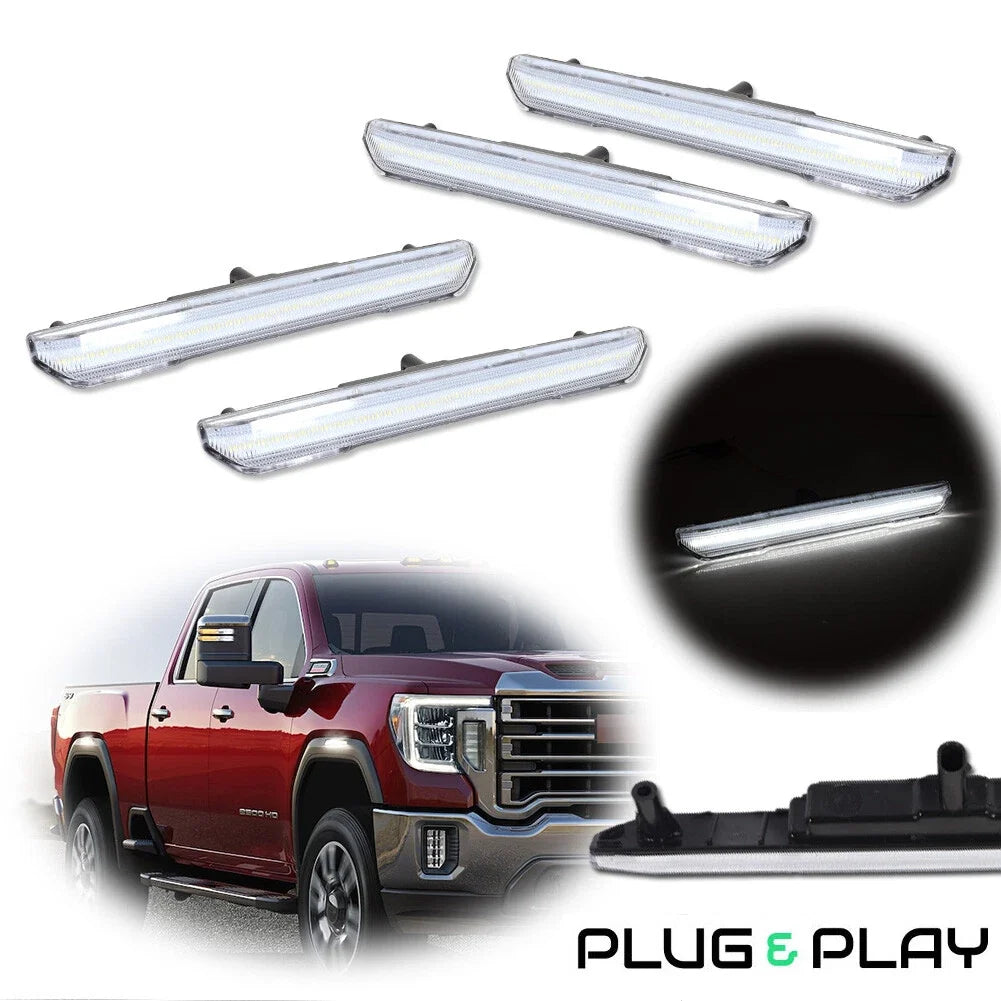 Clear White LED Marker Lights for GMC Sierra 2500 3500 (2020–2024)