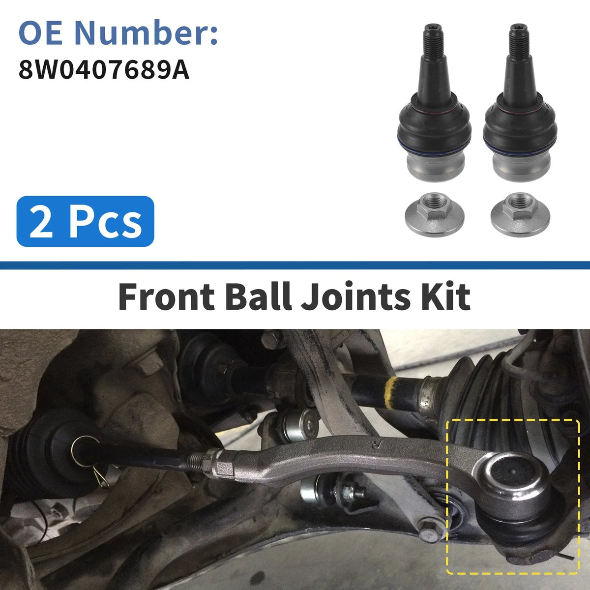 2X Front Lower Ball Joints for Audi A4 (2007–2015) No. 8W0407689A