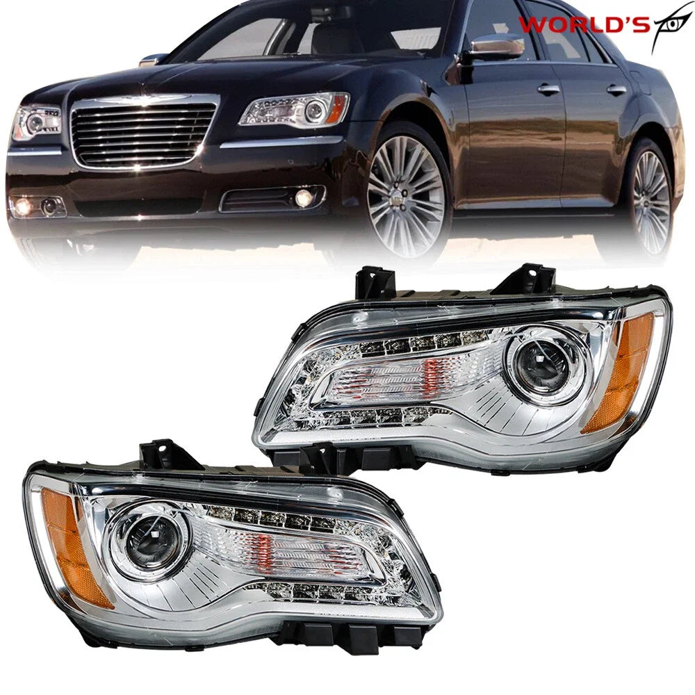 Headlight Set for Chrysler 300 (2011–2014) Halogen Chrome