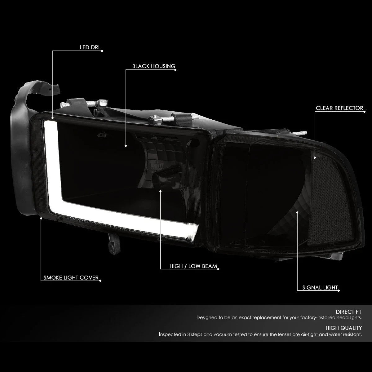 LED DRL Bar Headlight Lamps for Dodge Ram (1994–2002)