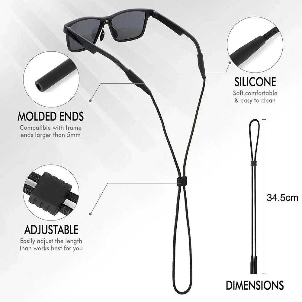 3 Pack of Black Eyewear Lanyard Retainers for Glasses