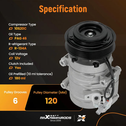 AC Compressor with Clutch for Toyota Sienna 3.3L 3.5L (2004–2007) CO10854C 97310
