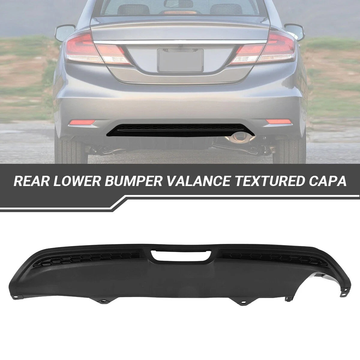 Rear Valance Lower Bumper Cover for Honda Civic (2013–2015) Textured Black
