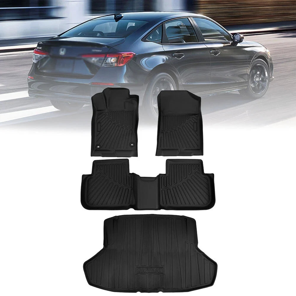 Cargo Liner & All Weather Floor Mats Set for Honda Civic Sedan 2022-2025