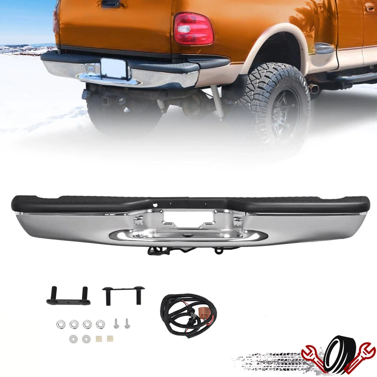 Chrome Rear Step Bumper for Ford F150 (1997–2004 Flareside)