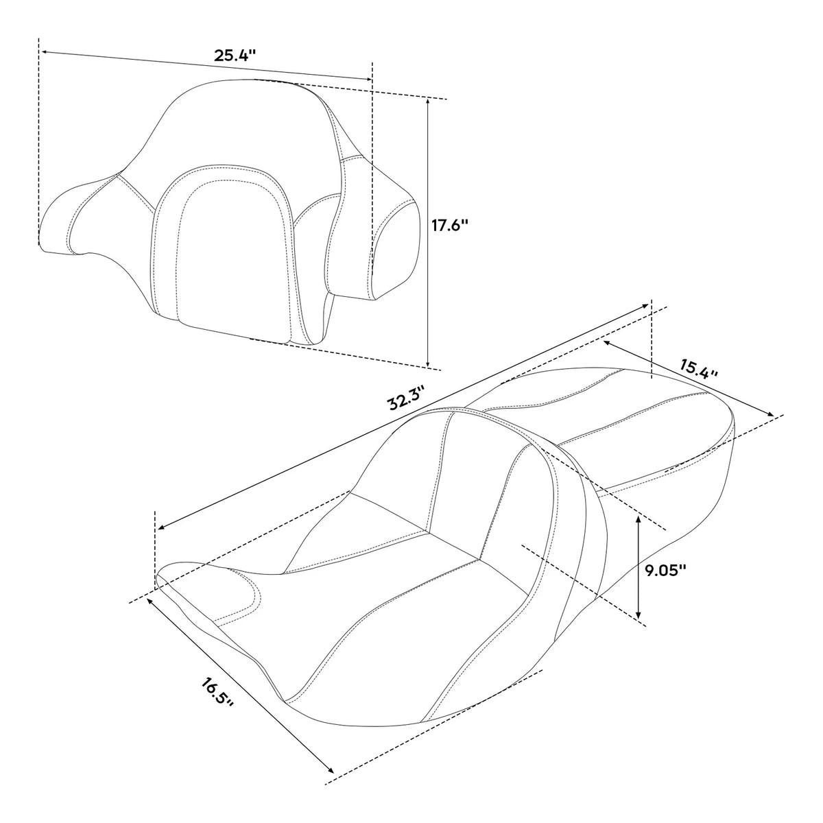 Backrest Pad - Black and Red for 2014-2023 Harley Touring Models