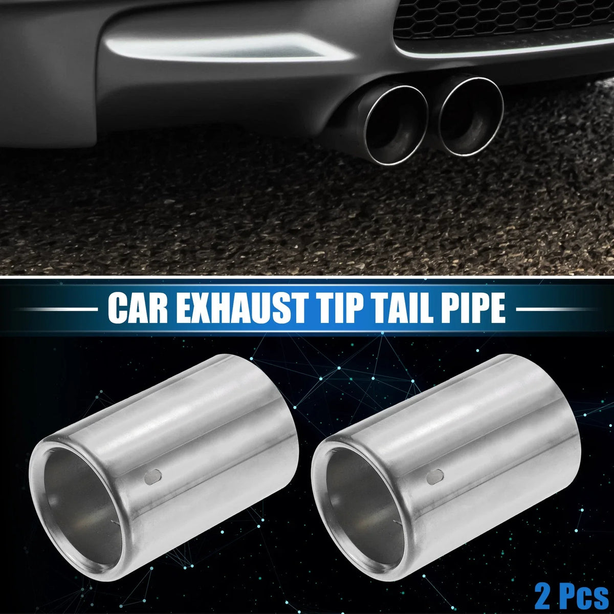 2 Pcs Exhaust Tip Tail Pipe for BMW 328i 325i E90 (2007–2010) Silver Tone