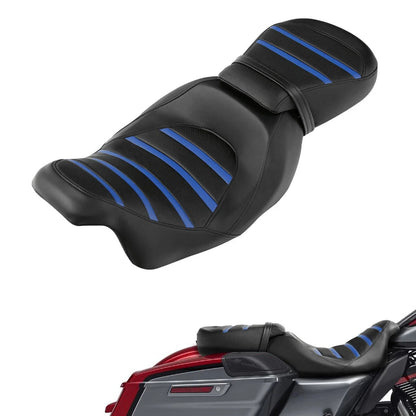Rider Passenger Seat Black Blue for Harley Touring Street Glide 2009–2023