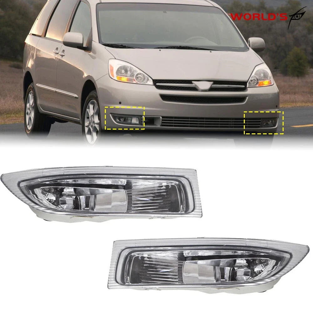 Clear Front Bumper Fog Lights with Bulbs for Toyota Sienna (2004–2005)