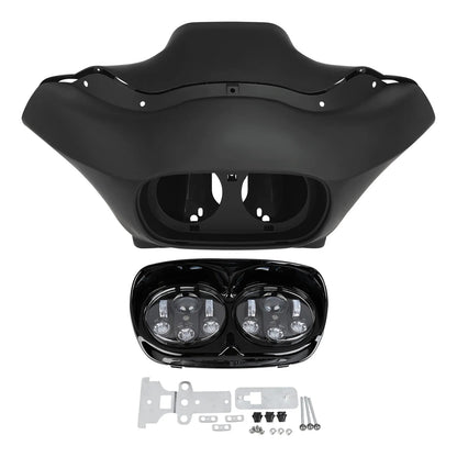 LED Headlight - Matt Black Inner Outer Fairing for Harley FLTR 1998-2013