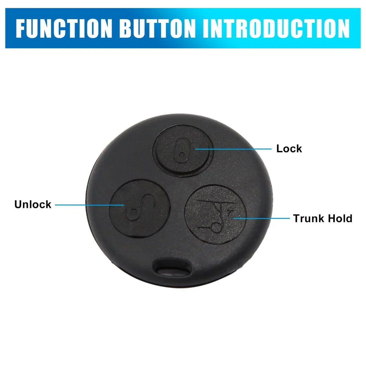 Key Fob Shell Case - 3 Button Black for Mercedes-Benz & SMART Fortwo
