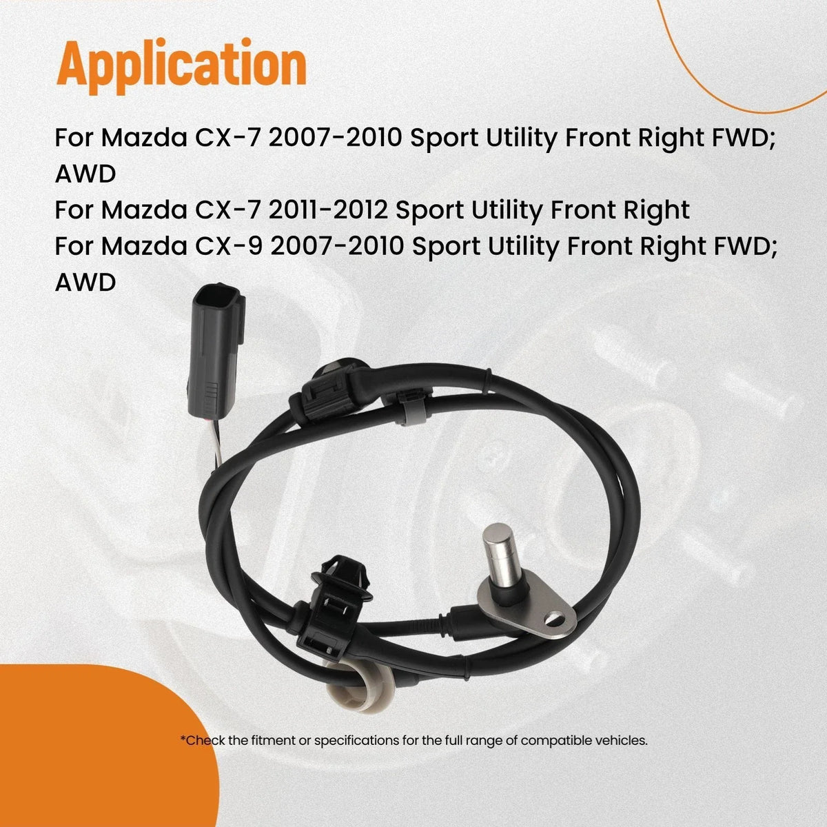 Front Right Wheel Speed Sensor (ABS) for Mazda CX-7/CX-9 2007-2015