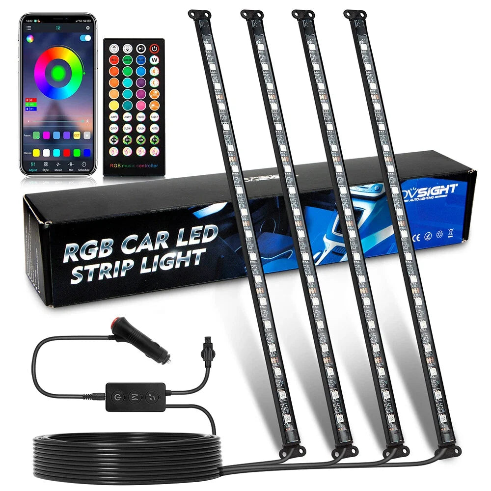 RGB LED Strip Lights for Car Interior Floor Decor (Universal)