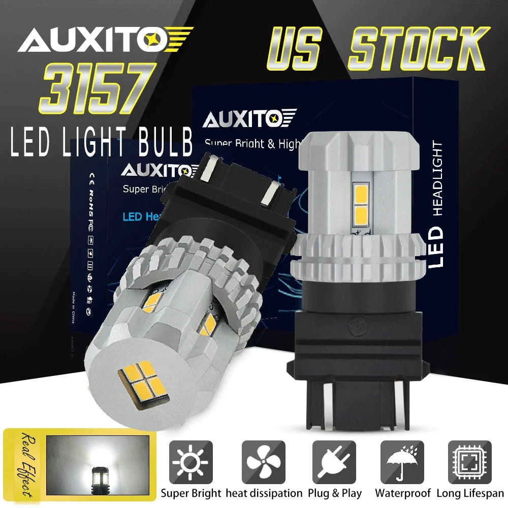 2X 6000K White LED Tail Brake Stop Backup Light Bulbs for Ford