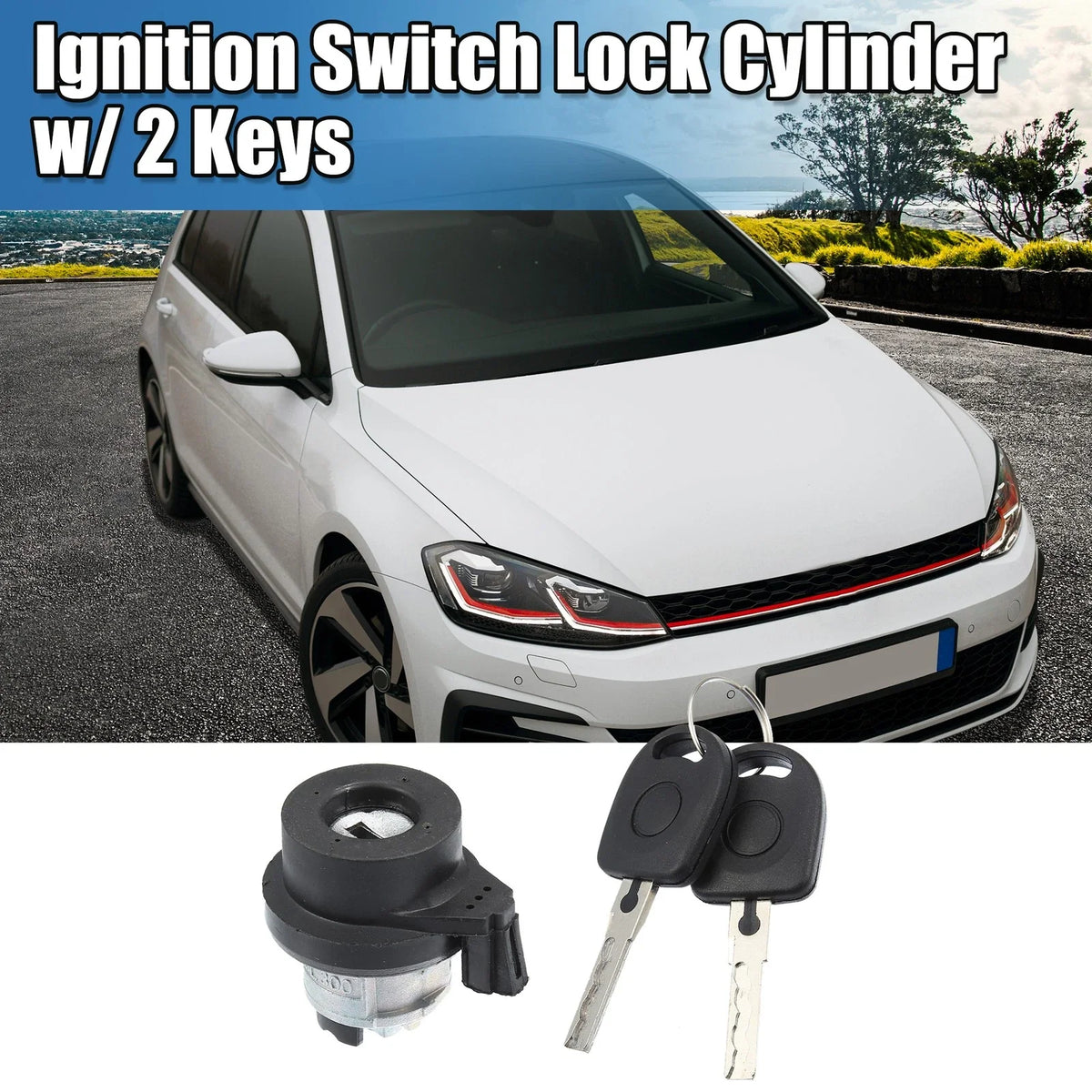 Ignition Switch Steering Lock Cylinder w/ Key for Volkswagen Audi (2000–2023)