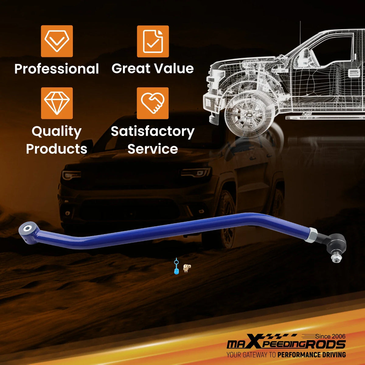 Adjustable Track Bar for Jeep Wrangler TJ, Cherokee XJ (1997–2006)