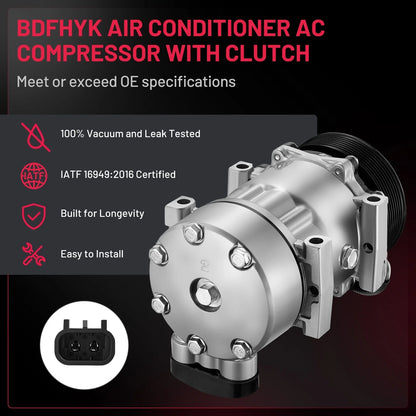 A/C Compressor with Clutch for Peterbilt 379, Kenworth T600A