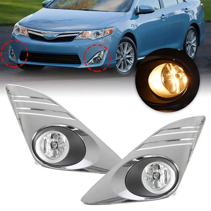 Pair of Fog Light Lamps with Frame Kit for 2012-2014 Toyota Camry L