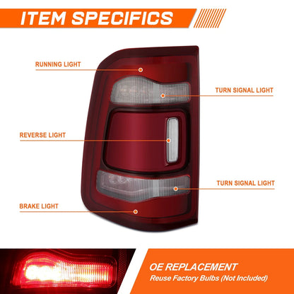 Taillight Assembly Chrome for Ram 1500 (2019–2024)
