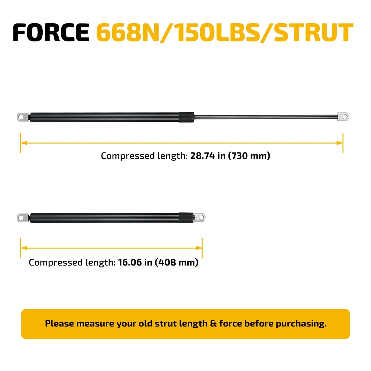 2PCS Gas Strut for Undercover and Floor Hatch Lift Support PM3990 (N/A)