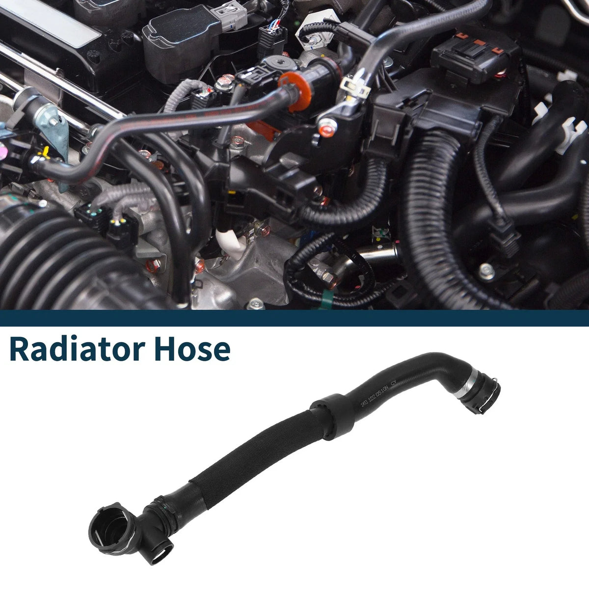 Radiator Hose for Volkswagen Eos 2.0L (2009–2016) Rubber Black
