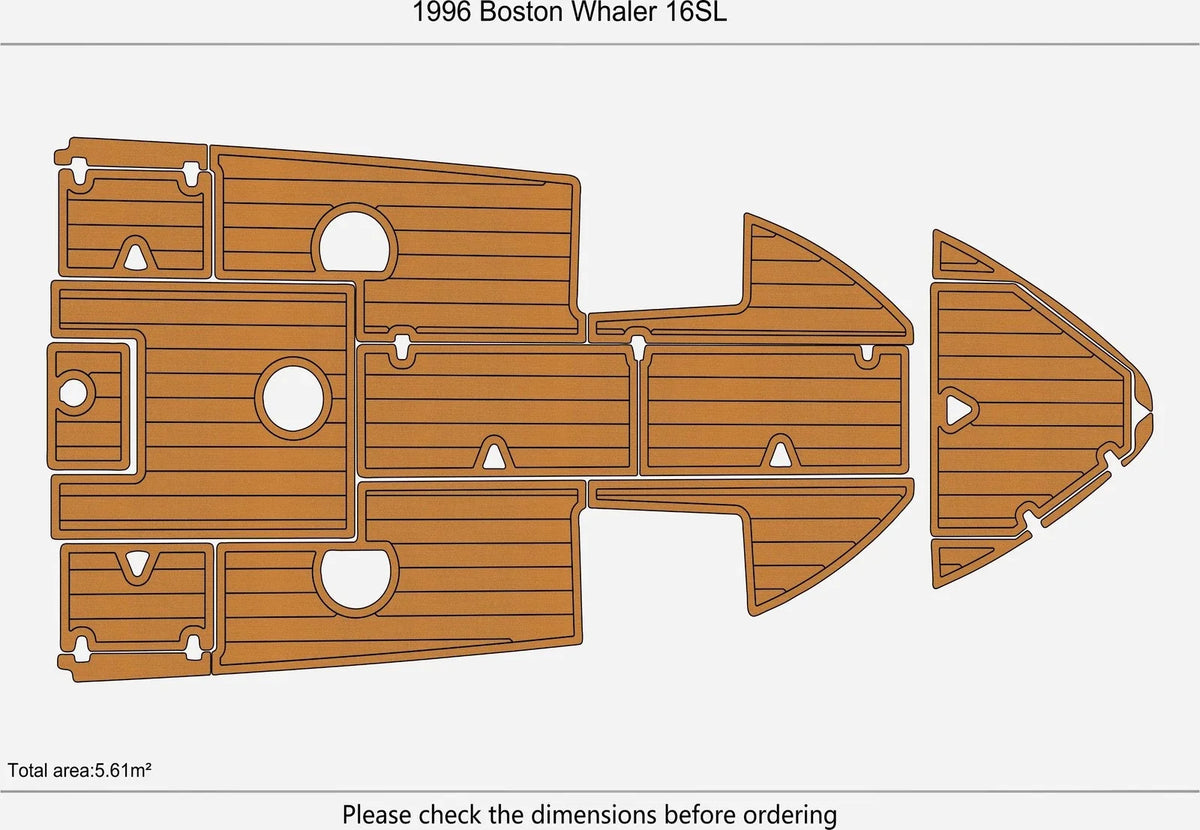 Seadek Cockpit Bow Pad for Boston Whaler 16SL (1996) - EVA Teak Deck Mat